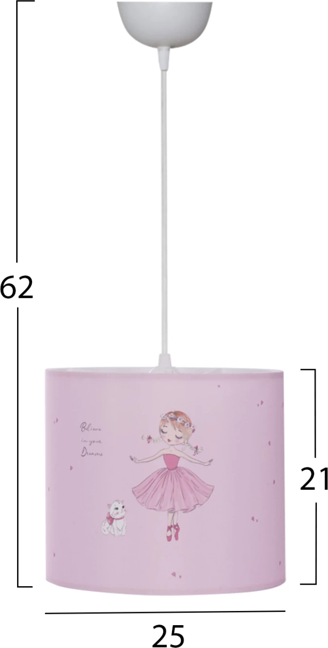 Otroška stropna viseča svetilka iz blaga z balerino Φ25x21-62H FB97575.02