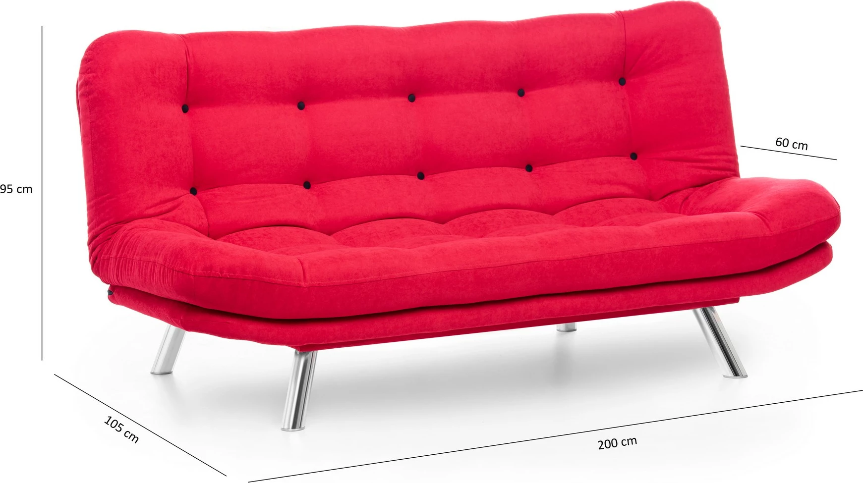 3-sedežni raztegljiv kavč, Atelier del Sofa Misa Sofabed, rdeč