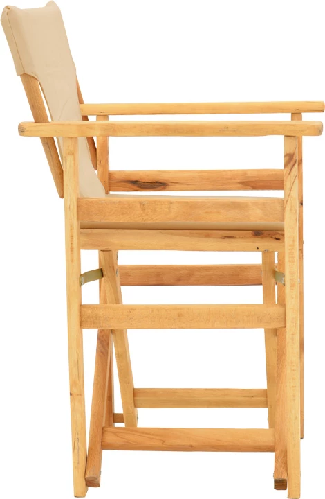 Stol režiserja, bukov les, naraven, bež tkanina Kompa