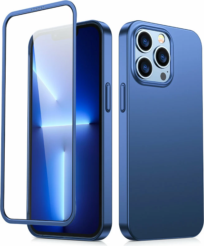 Ovitek za telefon 360°, kaljeno steklo, moder za iPhone 13 Pro Max, Joyroom JR-BP928