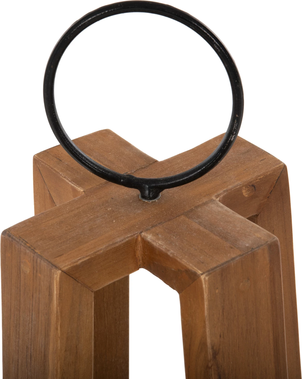 Lanterni za sveče z obročastimi ročaji FH4276 iz tikovine v naravni barvi 24x24x50-61H cm