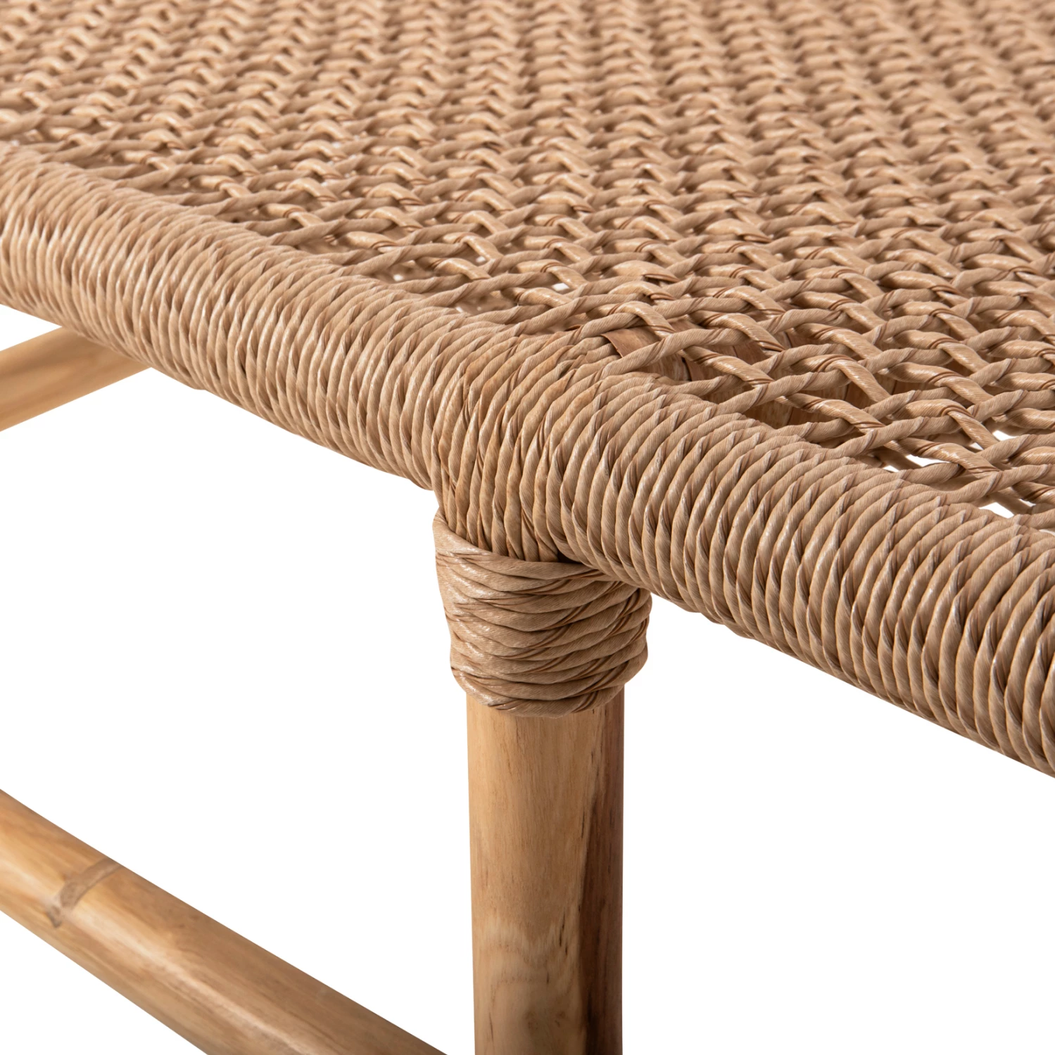 Zunanja dvosedna sedežna garnitura LONDER FH5984 iz tikovega lesa in sintetičnega pletenega ratana 120x75x78H cm