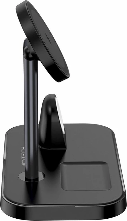 Indukcijski polnilnik 3-v-1 z MagSafe Tech-Protect QI15W-A22, za pametni telefon, Apple Watch in AirPods, črn