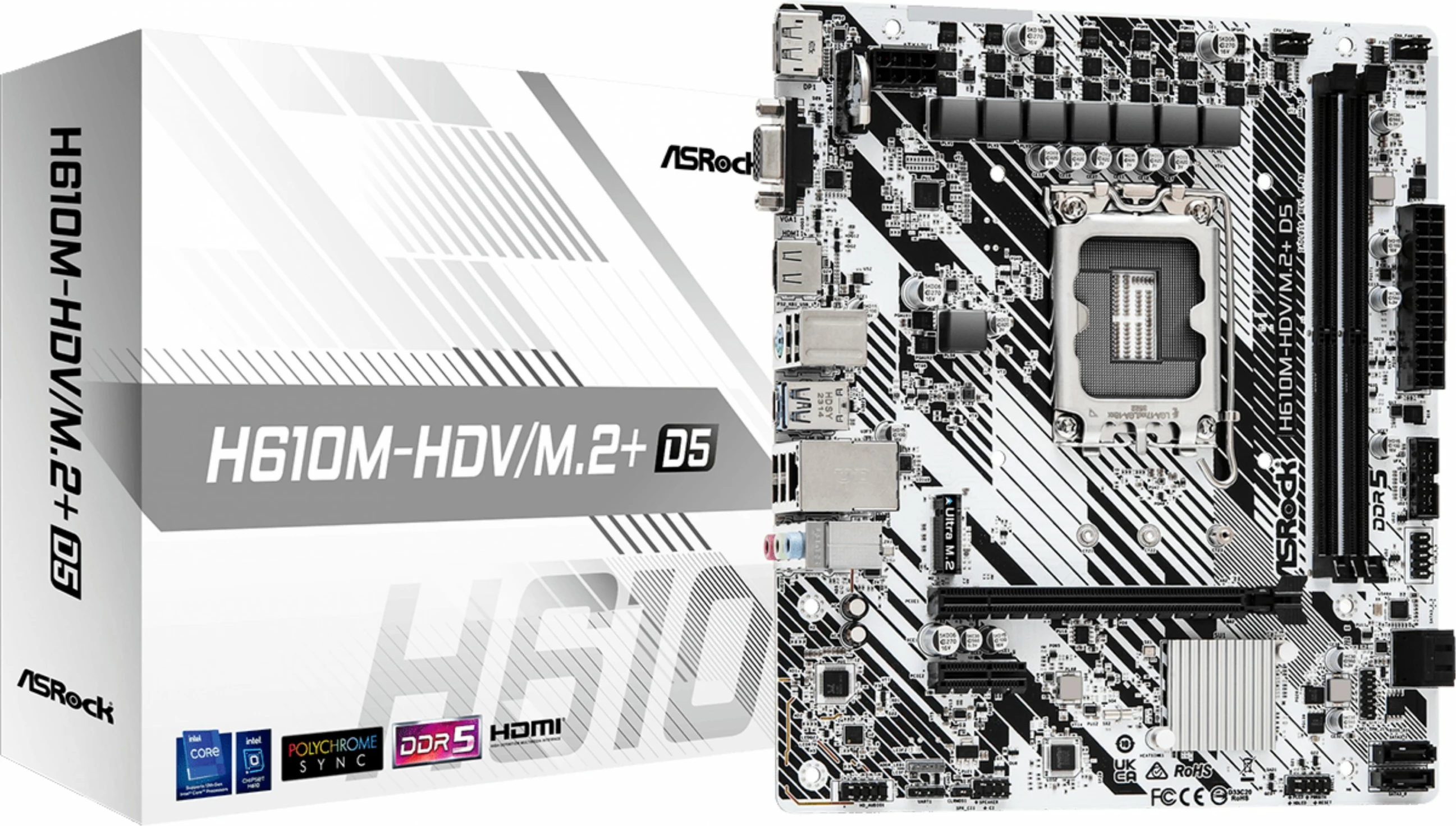 Matična plošča ASRock H610M-HDV/M.2+ D5, Intel LGA 1700, DDR5, micro ATX