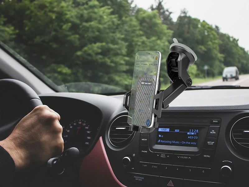 Avtomobilsko držalo za telefon Tracer U33 z teleskopskim ročajem, črno