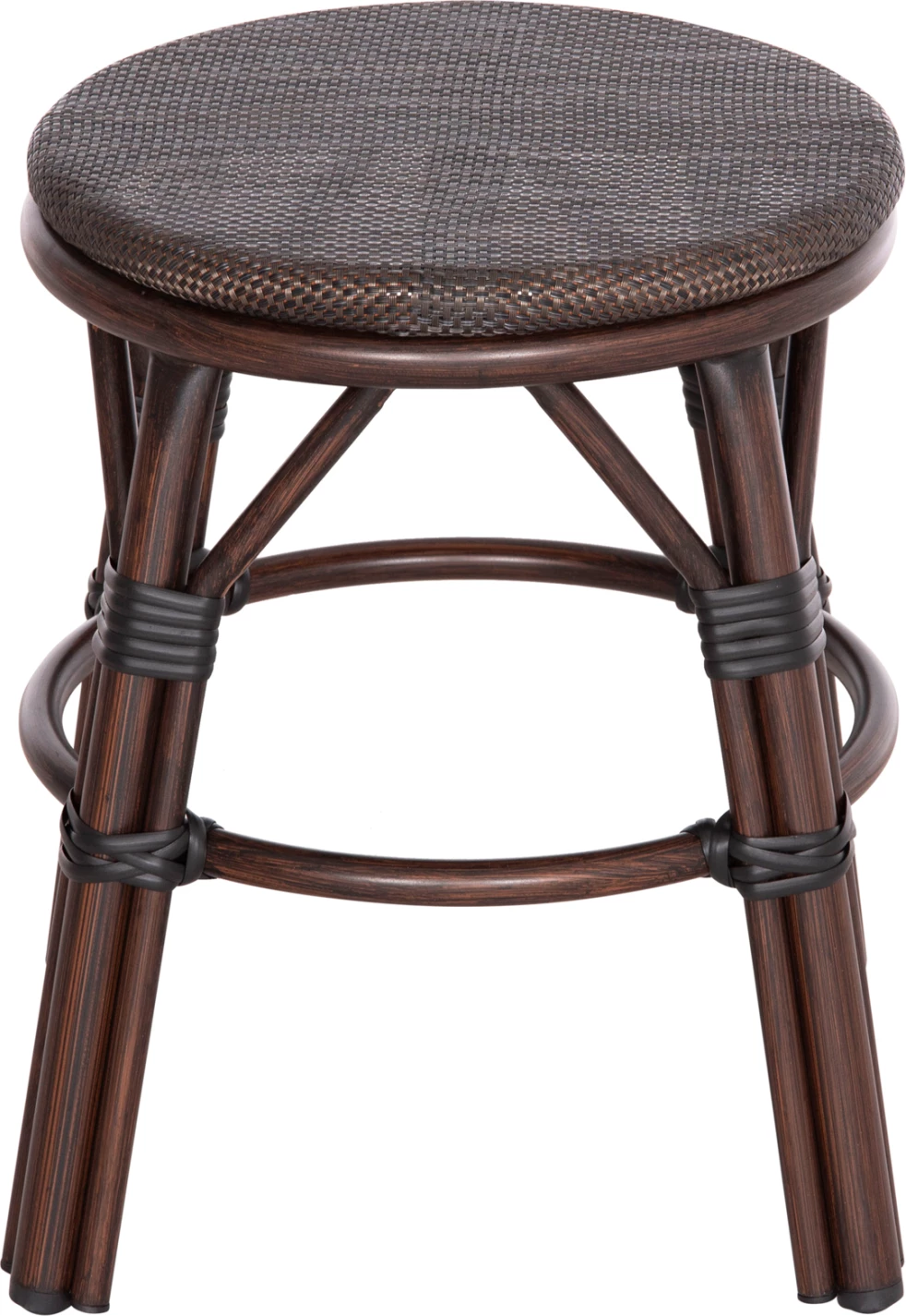 Aluminijasti okrogli stol CHINO FH6285.01 videz bambusa rjavo-tekstilen rjavo Φ36x46Hcm