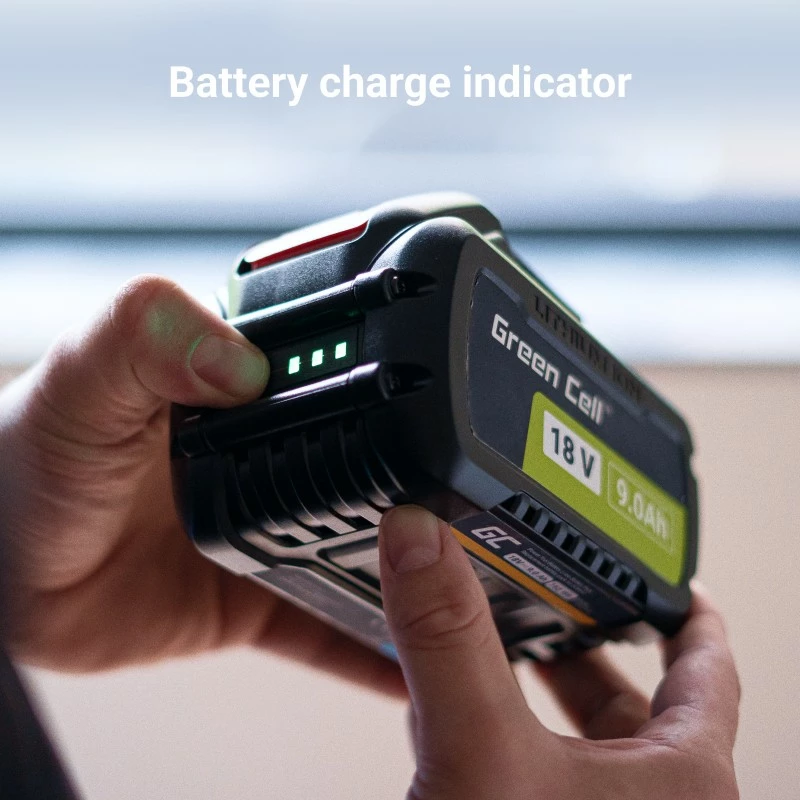 Baterija za električno orodje Green Cell PTDW18V9, 18V/54V 9Ah/3Ah Li‑Ion, z indikatorjem polnjenja