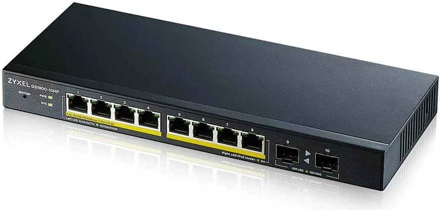 Menaxhuar L2 Gigabit Ethernet Switch Zyxel GS1900-10HP, 10/100/1000, črn