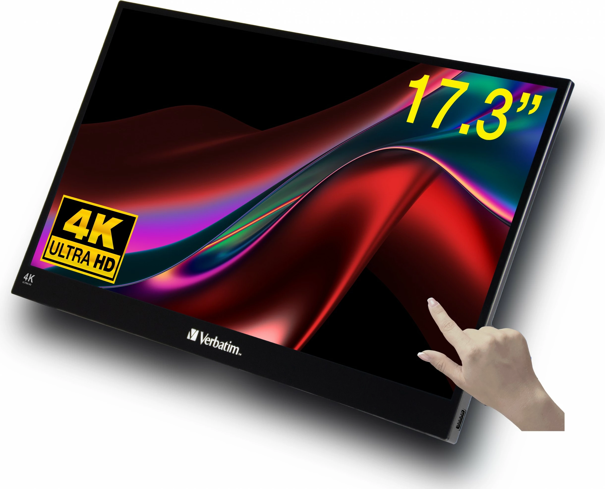 17,3-palčni prenosni 4K Ultra HD zaslon na dotik, Verbatim, črn