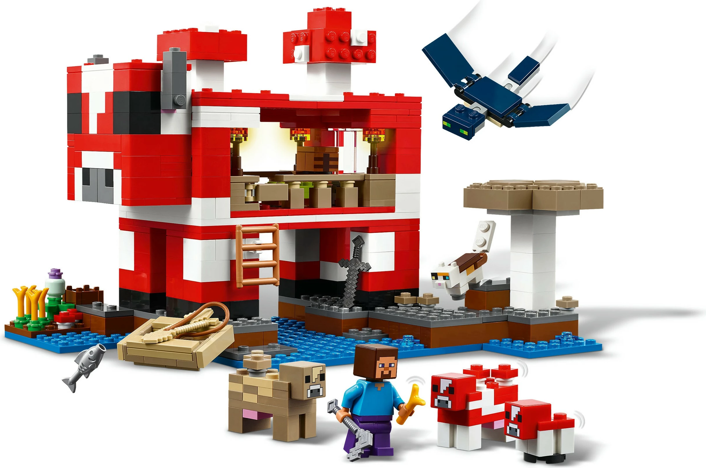 Set za gradnjo LEGO Minecraft 21270 Das Pilzkuh-Haus, 500 kosov, večbarvno