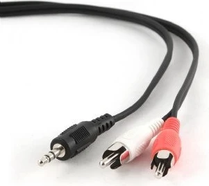 Avdio kabel 3,5 mm na 2xRCA, 1,5 m, M/M, črn