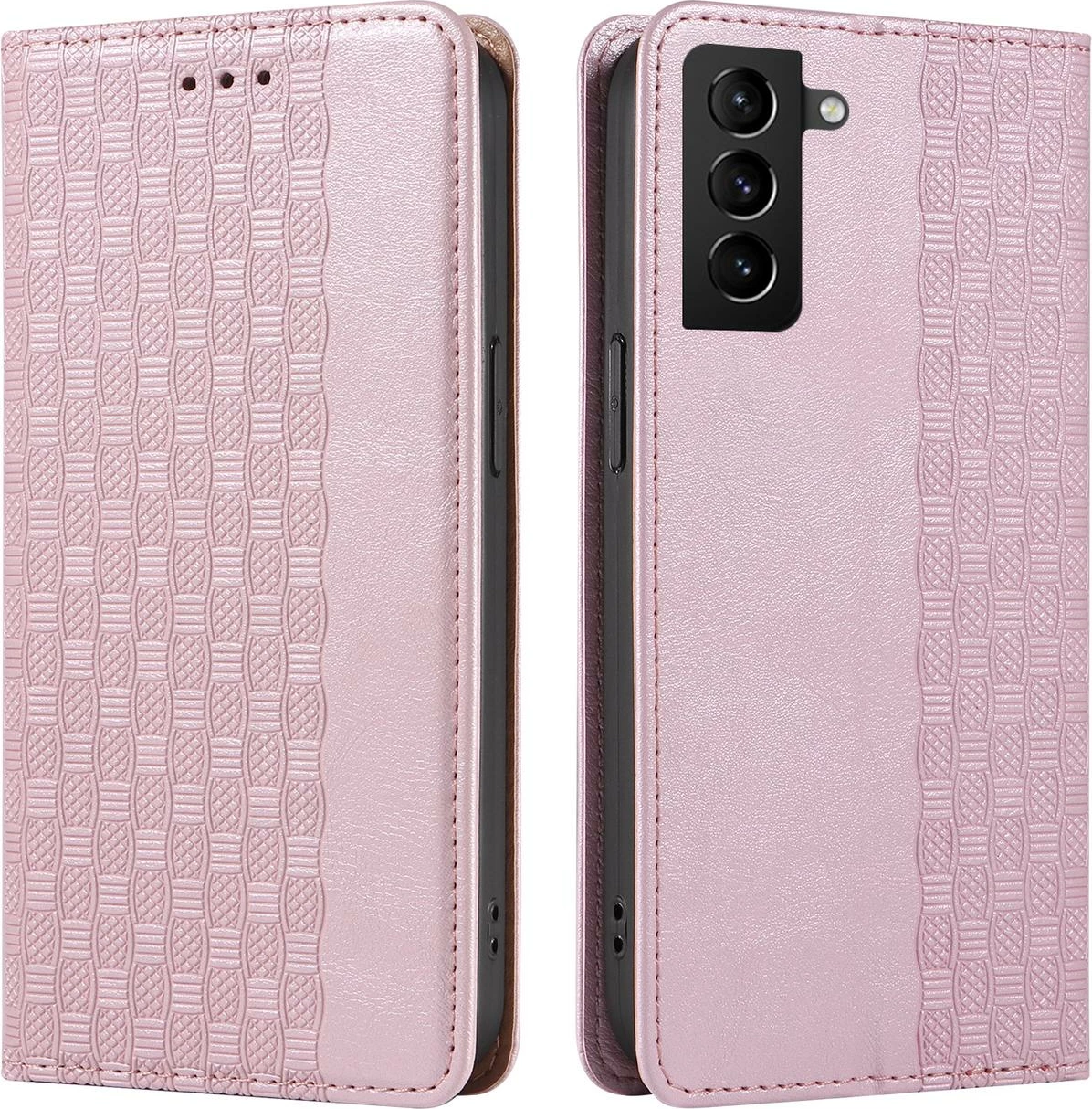 Ovitek za Samsung Galaxy S22+ z magnetnim trakom, denarnico in zapestnim trakom, Hurtel, roza