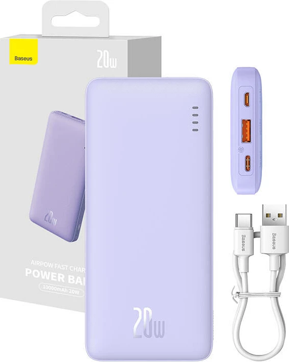 Powerbank Baseus Airpow 10000mAh 20W, vijoličen