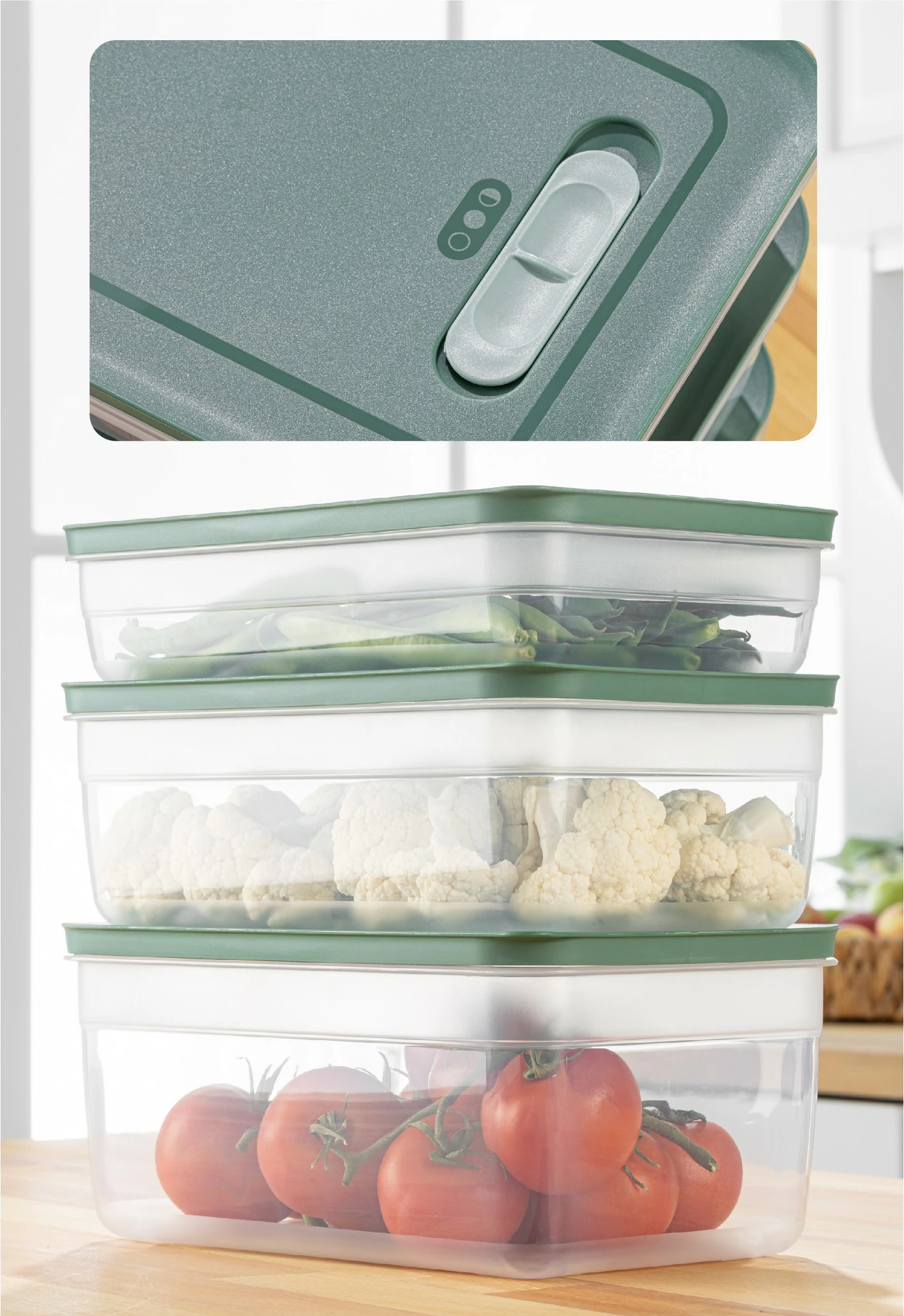 Set plastičnih škatel za organizacijo (3 kosi), Hermia HK3LU, zelene