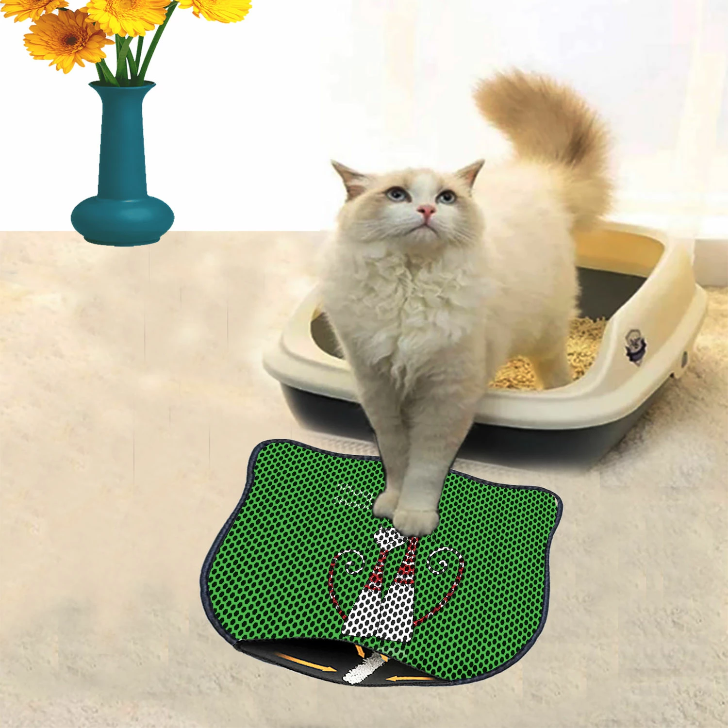 Preproga za mačji pesek, večbarvna, Paws & Whiskers Kdkafa0032, 40 x 50 cm