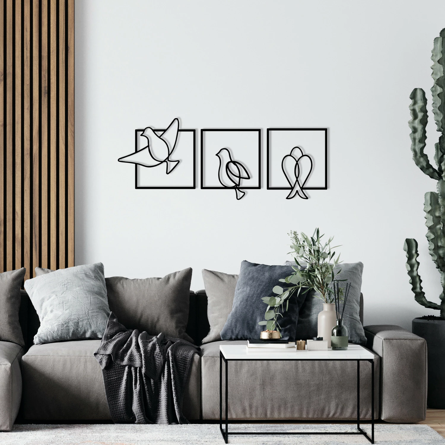 Dekorativni kovinski stenski okras Wallity Bonita, črn, 44 x 51 cm