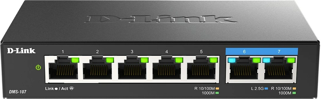 Multi-Gigabit stikalo D-Link DMS-107, 7-portno, nemanagirano, kovinsko