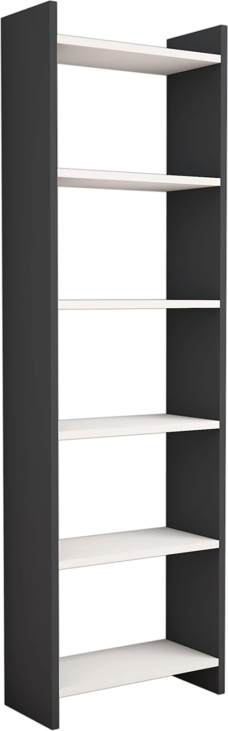 Knjižna omara iz melamina temno sive-belo 48,5x22x160H cm. FH9226.13