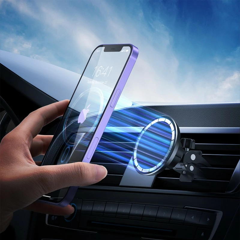 Magnetni nosilec za avto CRONG CARCLIP MAGNETIC, MagSafe, črn