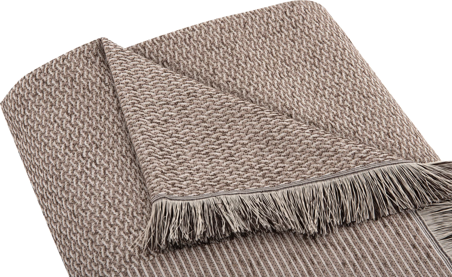 Prevleka za kavč z resicami DREAMTOPIA FH12165.01 v svetlo rjavi barvi 295X170cm