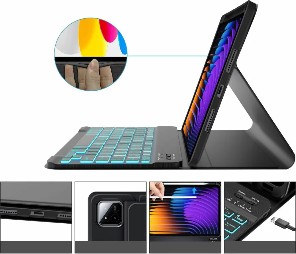 Ovitek z Bluetooth tipkovnico Tech-Protect SC Pen za Xiaomi Pad 7 / 7 Pro, črn