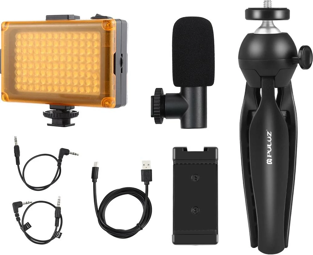 Komplet za snemanje s trinožnikom, mikrofonom, LED lučjo in držalom za telefon Puluz PKT3132B