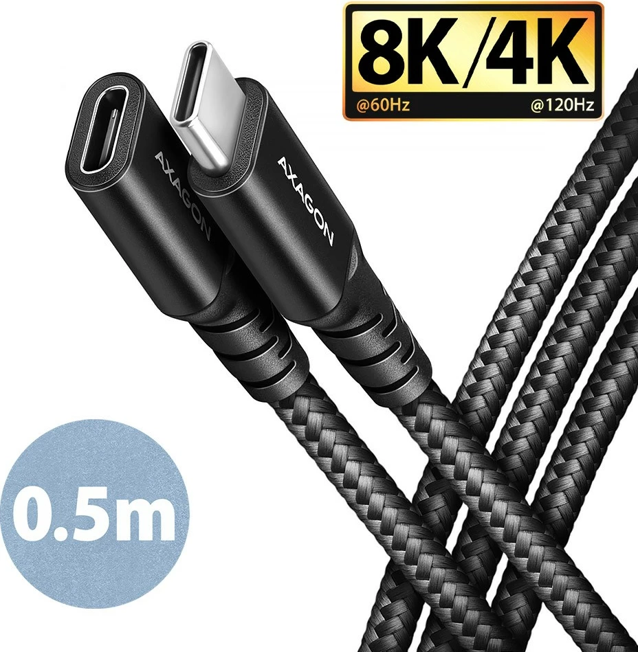 Podaljšek USB-C AXAGON BUCM32-CF05AB, 0,5 m, 20Gbps, 240W, črn