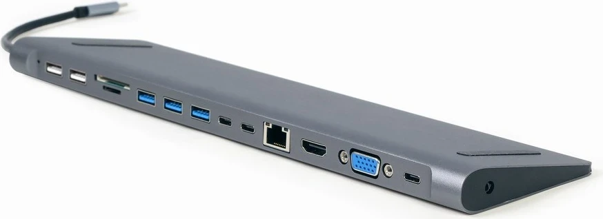 Večvrstni USB adapter, Gembird A-CM-COMBO9-01, 9x vrata, pepelnato siva