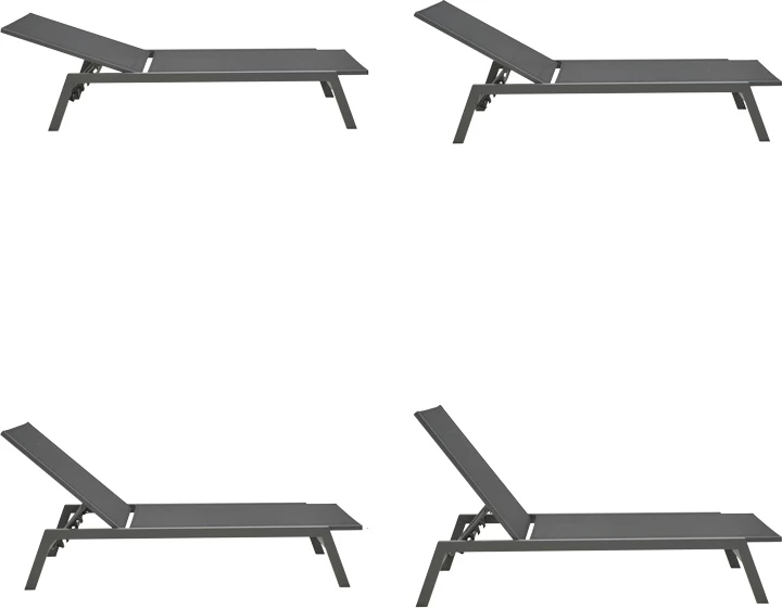 Ležalnik Boka, aluminij črn, tekstilen, 60x192x31 cm