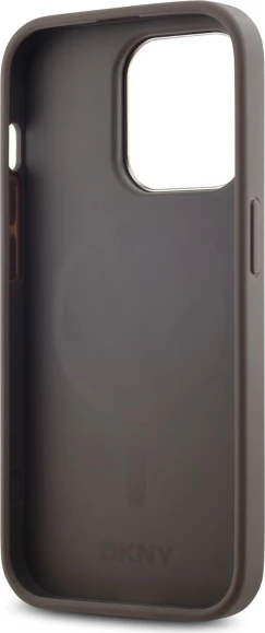 Ovitek za telefon iz umetnega usnja z karo vzorcem MagSafe, DKNY, za iPhone 14 Pro, bež