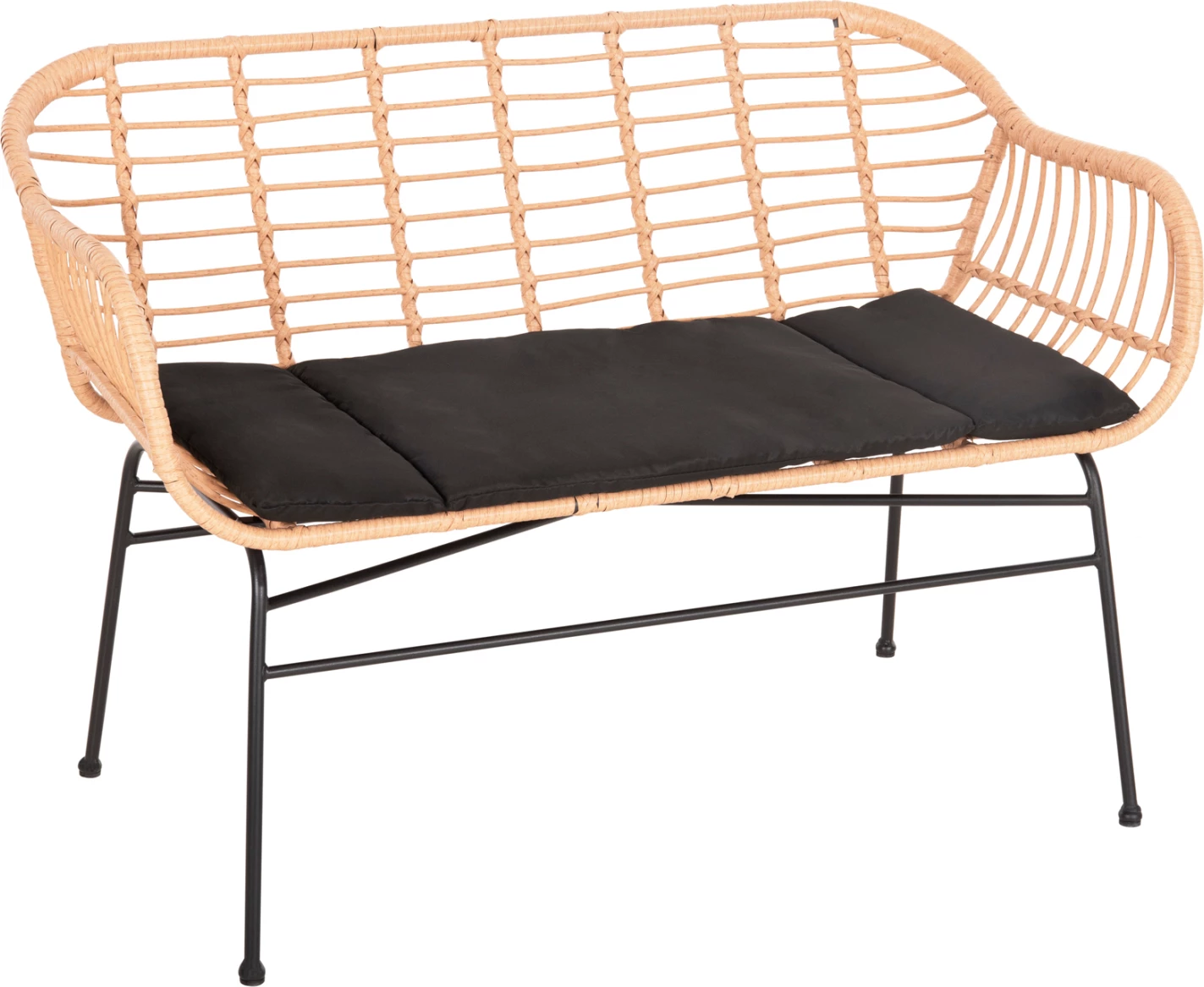 Zunanja sedežna garnitura Allegra FH6077 črna kovina-P.E. ratan v bež barvi 120x62x80H cm