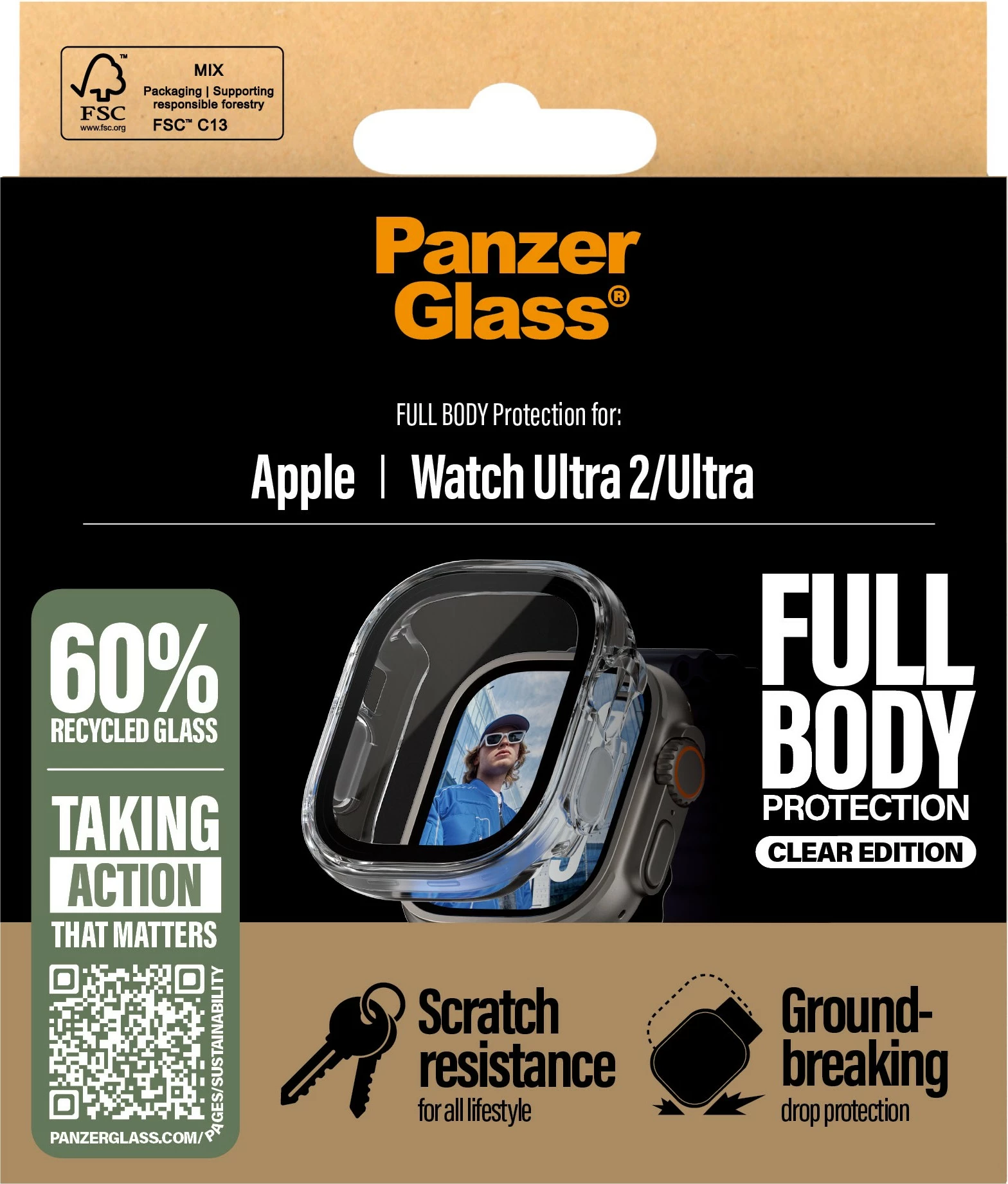 Zaščita celotnega telesa PanzerGlass Snappie, Apple Watch Ultra 2, prozorno