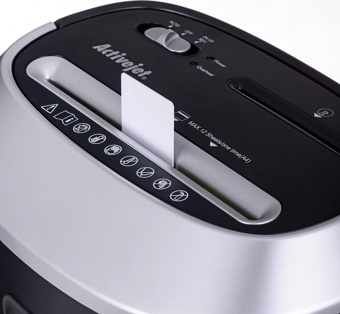 Grizalnik dokumentov Activejet ASH-1201D, črn, srebrn