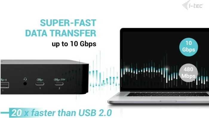 Docking računalniško ohišje i-tec CAINTGDUAL4KDOCPD, 100W Power Delivery, črn