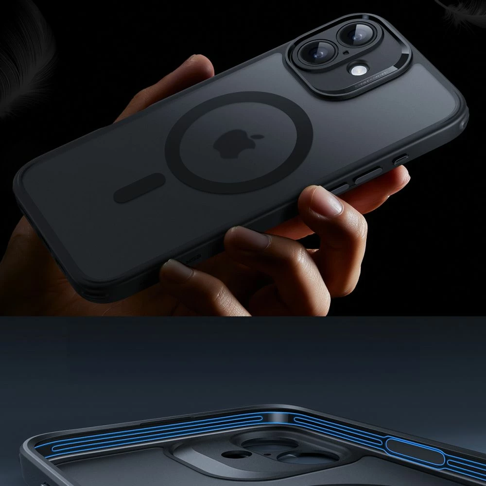 Ovitek za telefon s HaloLock MagSafe za iPhone 16, ESR Classic Pro, črn, s zaščitnim steklom