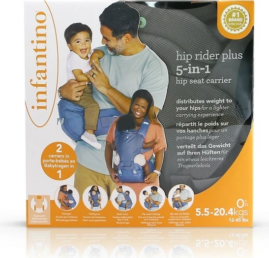 Večfunkcijski nosilec za dojenčke 5-v-1 s sedežem na boku, B-kids, 150300012, 0m+ 5,5–20,4 kg, siv