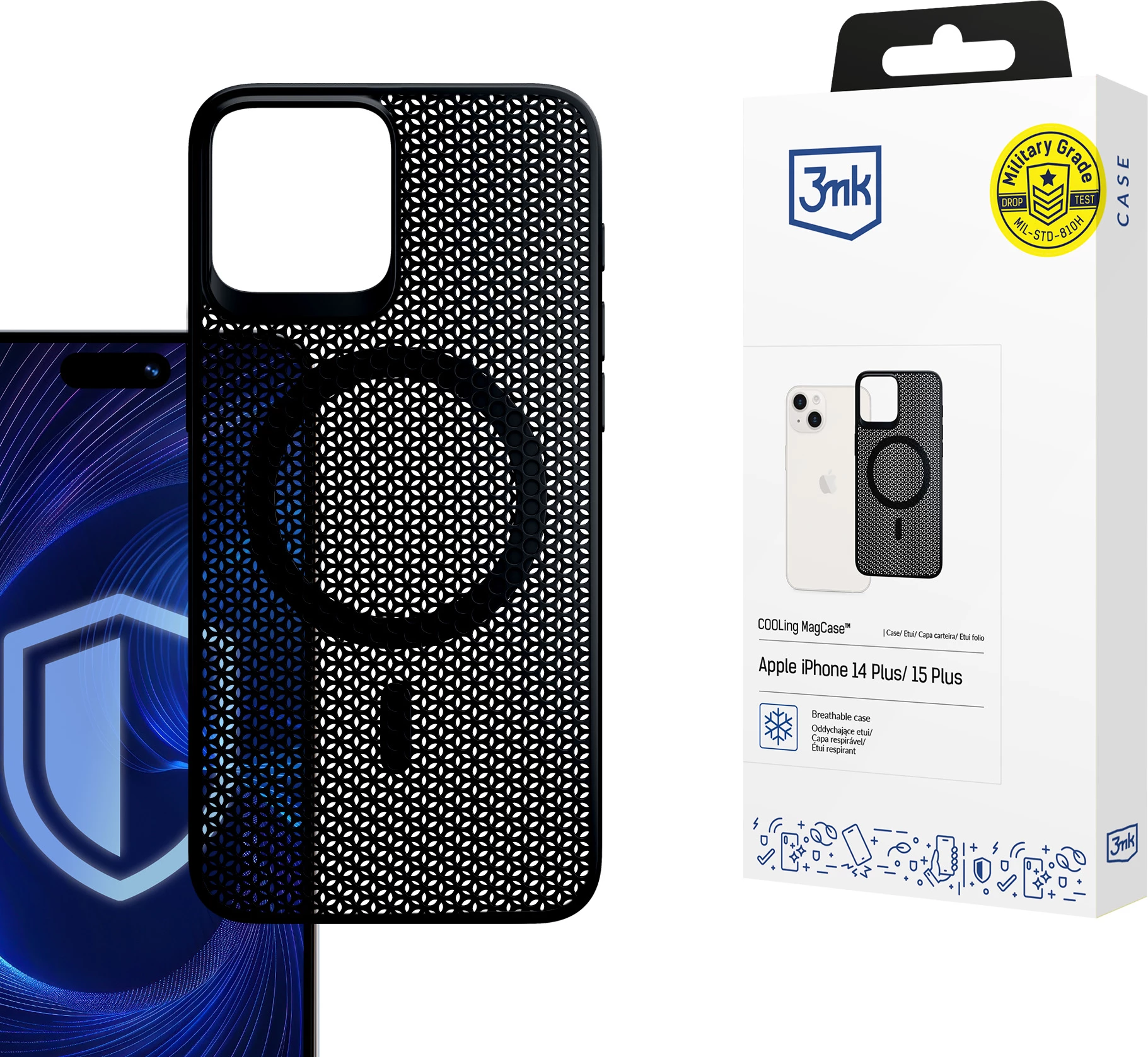 Ovitek za telefon 3mk COOLing MagCase za iPhone 14 Plus/15 Plus, črn