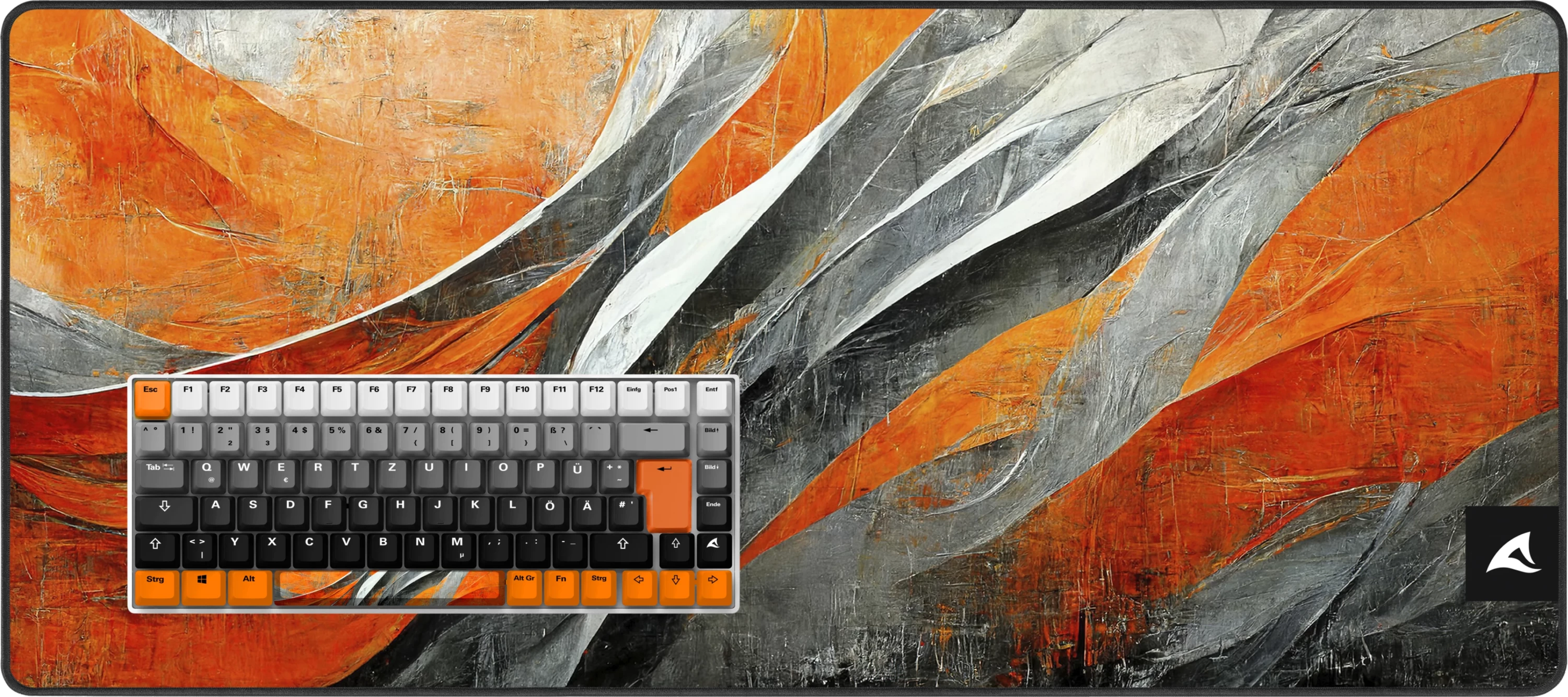 Mekančna tipkovnica s velikim podložkom za miško, SHARKOON SKILLER SGK50 S3 Design Bundle D6, oranžno/siva