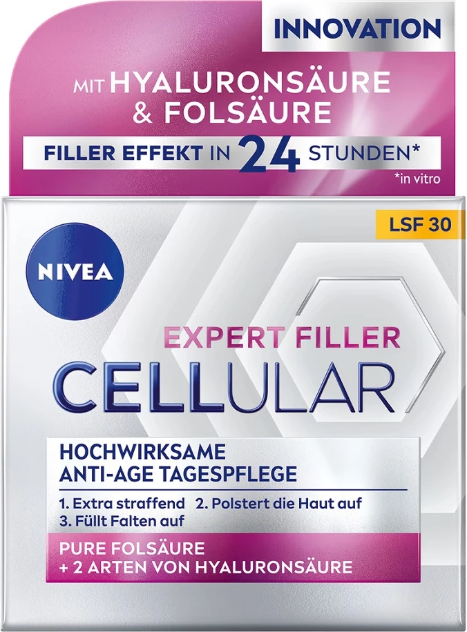 Dnevna anti-age krema za ženske Nivea Cellular Expert Filler SPF30, 50 ml