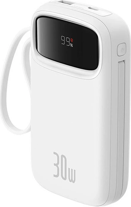 Prenosna baterija Baseus QPow 2, 20000 mAh, 30 W, 2x USB-C, bela