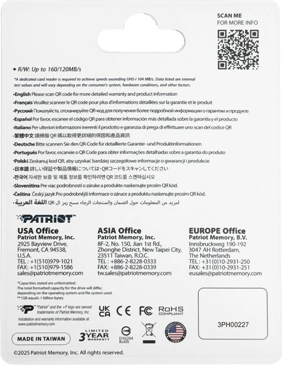 MicroSDXC kartica 512GB Patriot Memory EP DDR200, rdeča