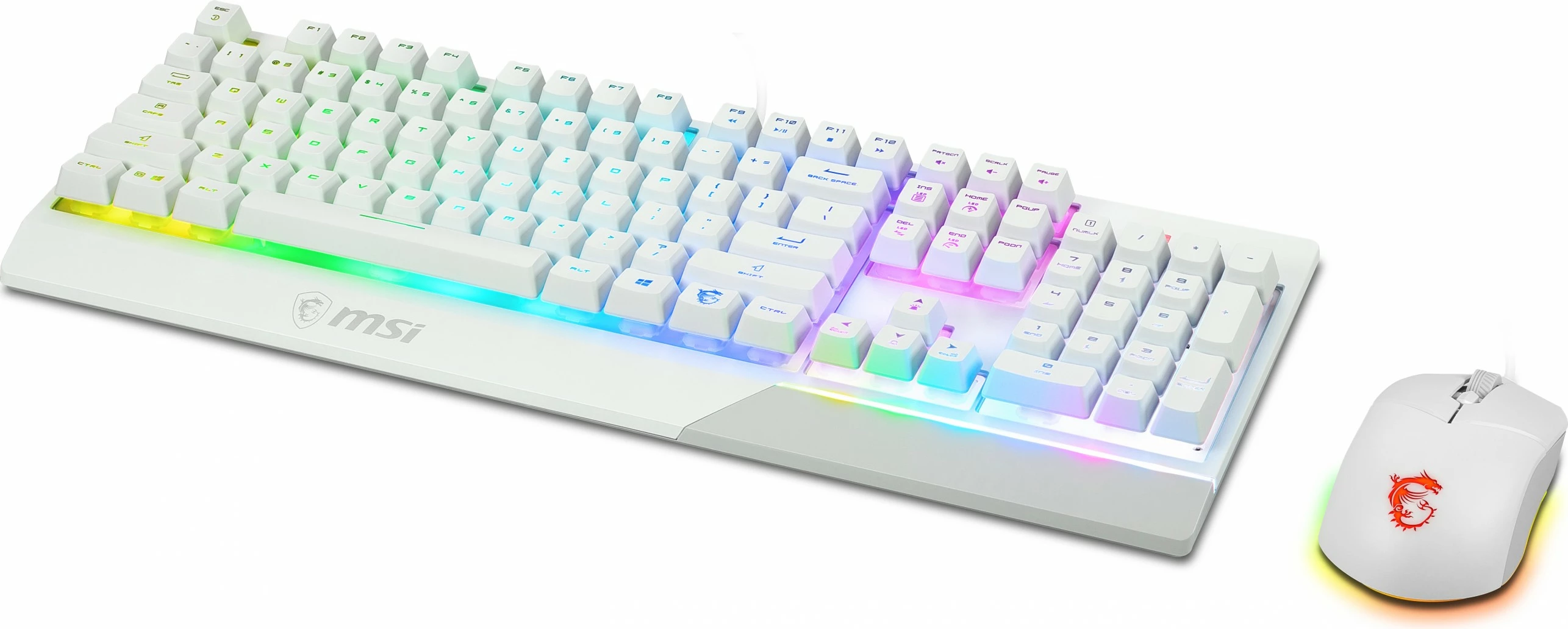 Mekančni tipkovnica in miška MSI VIGOR GK30 in CLUTCH GM11, RGB LED, bela