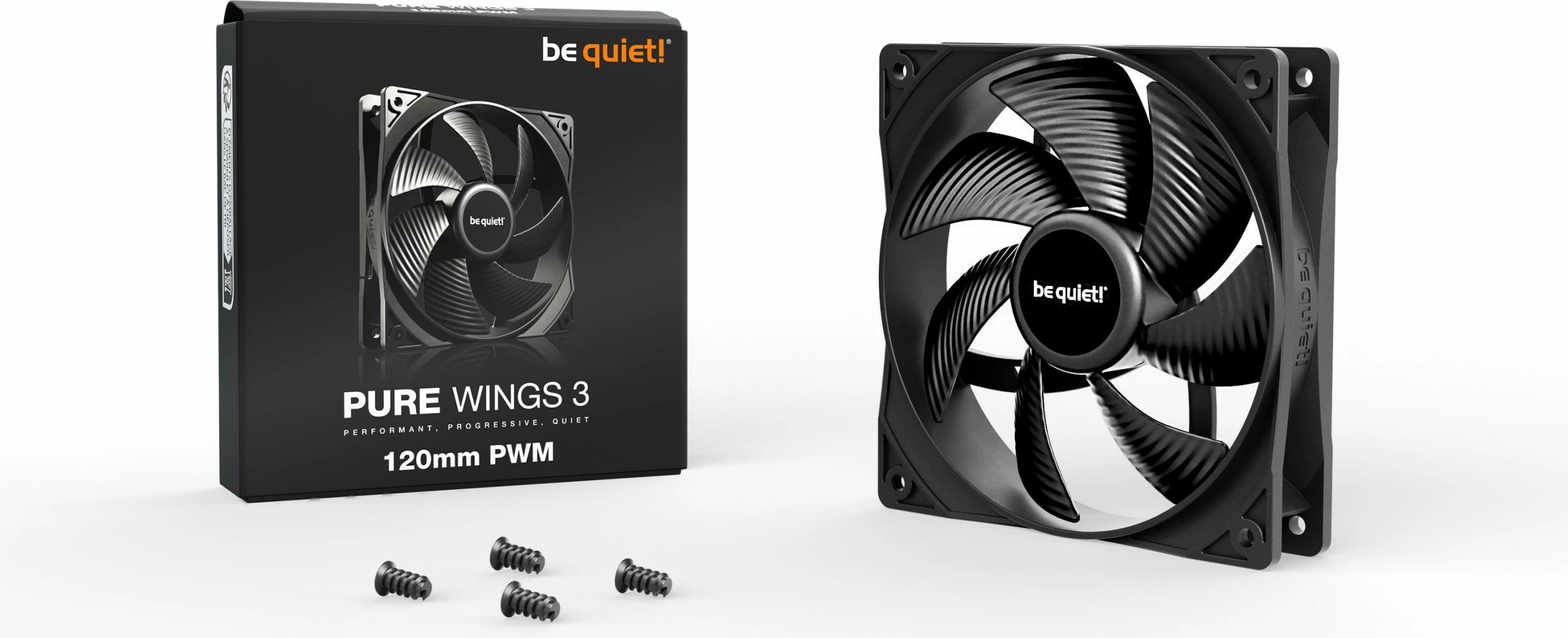 Ventilator 120 mm Pure Wings 3 PWM, 1600 RPM, 25.5 dB, 49.9 cfm, Be Quiet!, črn