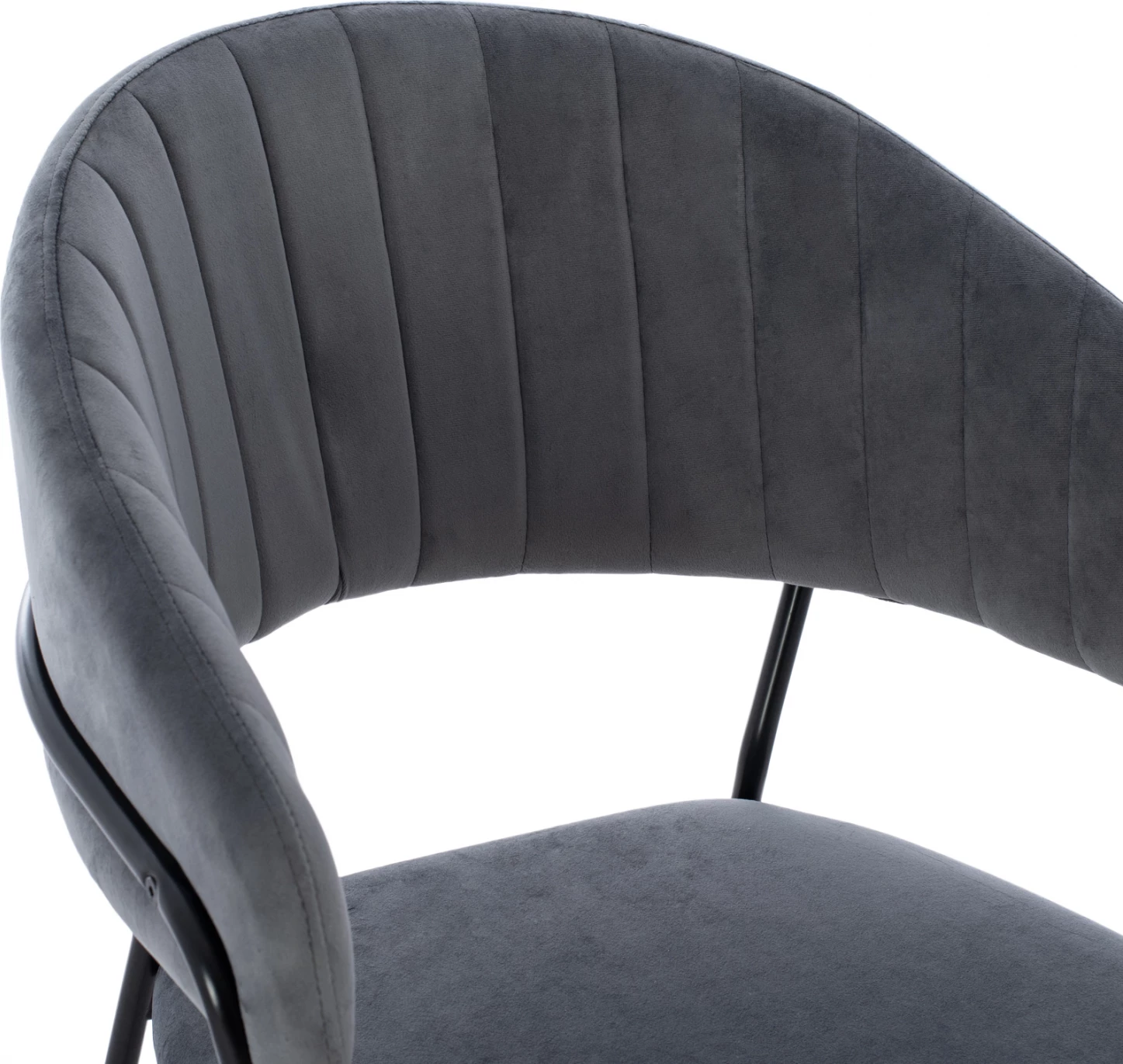 Srednje visok stol HM8734.01 sivo žamet s črnim okvirjem 60x55x100Y cm, set 2 kosov