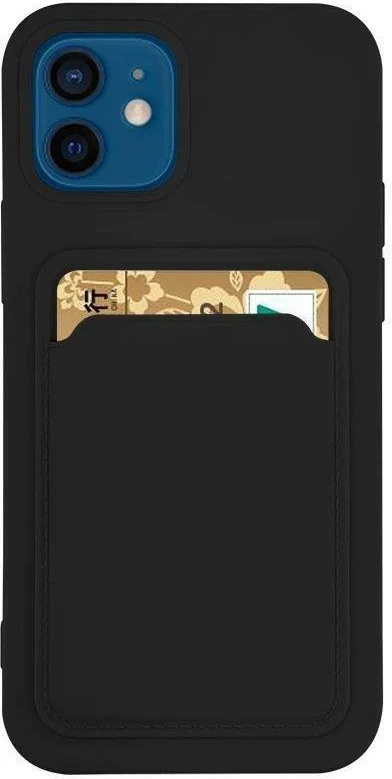 Silikonski ovitek za pametni telefon z žepom za kartice Hurtel Card Case za Xiaomi Redmi Note 11 Pro+, črn