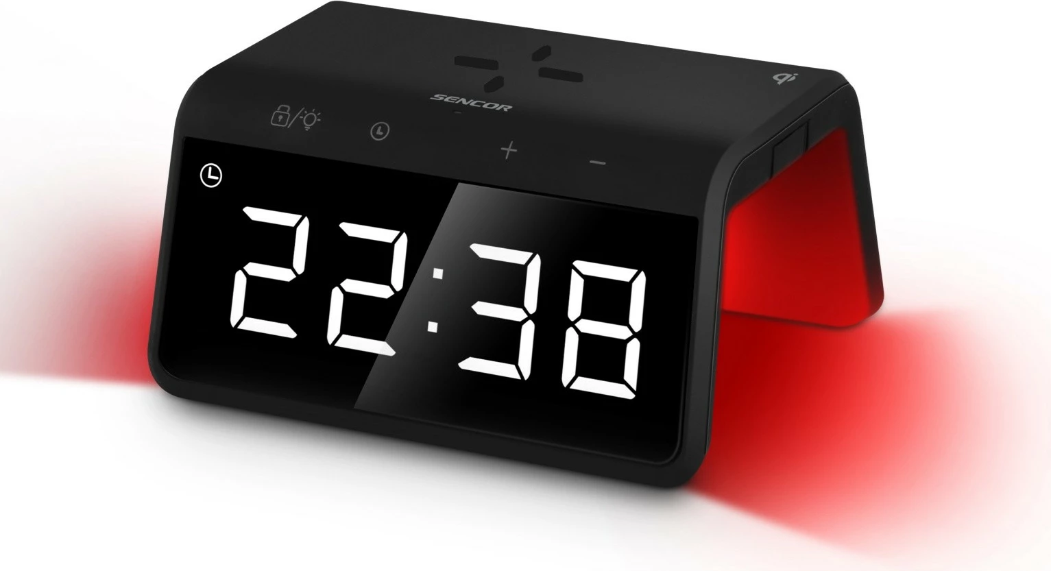 Dvojni alarm z brezžičnim polnjenjem (Qi 10W) Sencor SDC 7900Qi, črn