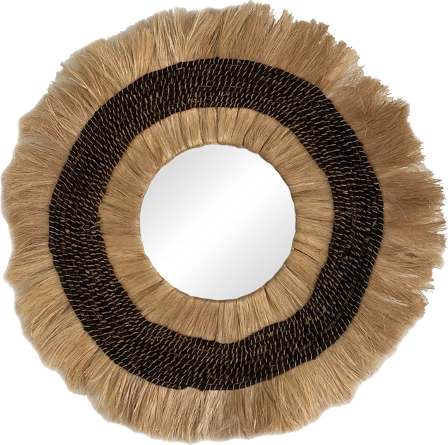 Dekorativno ogledalo Verone Inart abaca, naravna barva, D80x5cm