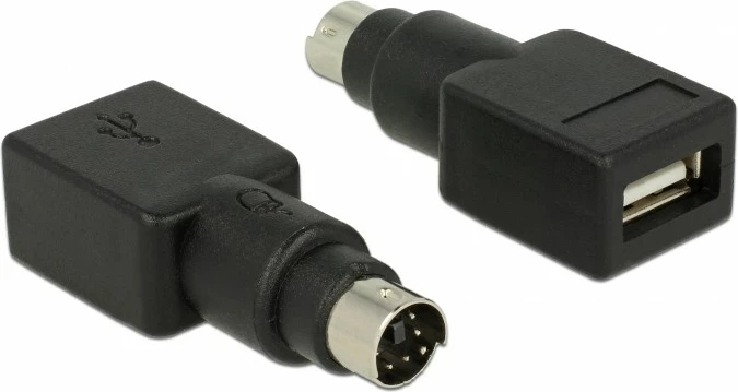 Adapter PS/2 moški na USB Type-A ženska, črn/nerjaveče jeklo - DeLOCK