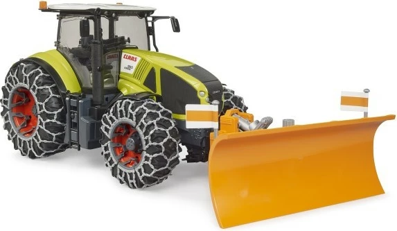 Igrača traktor z nastavljivim snežnim plugom Claas Axion 950, 1:16, zelen/oranž/črn