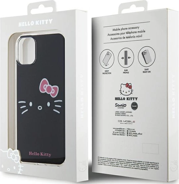 Ovitek za telefon z motivom IML Kitty Face Hello Kitty za iPhone 11/XR, črn
